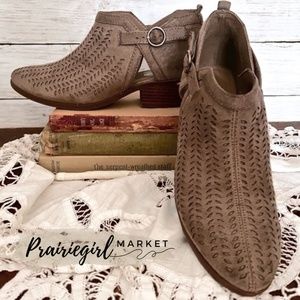 Leather Taupe Ankle Booties - Size 7